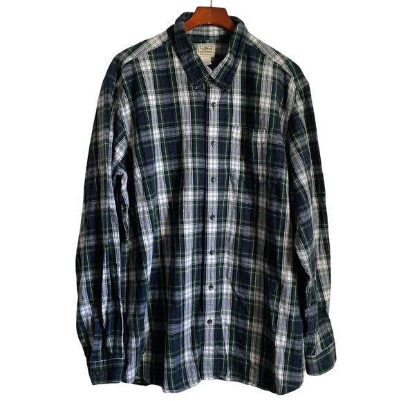 LLBean Traditional Fit Flannel Shirt XXLTall Plaid Long Sleeve Cotton - Picture 6 of 11